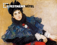 Karlovszky Bertalan - Kalapos nő vörös fotelben 